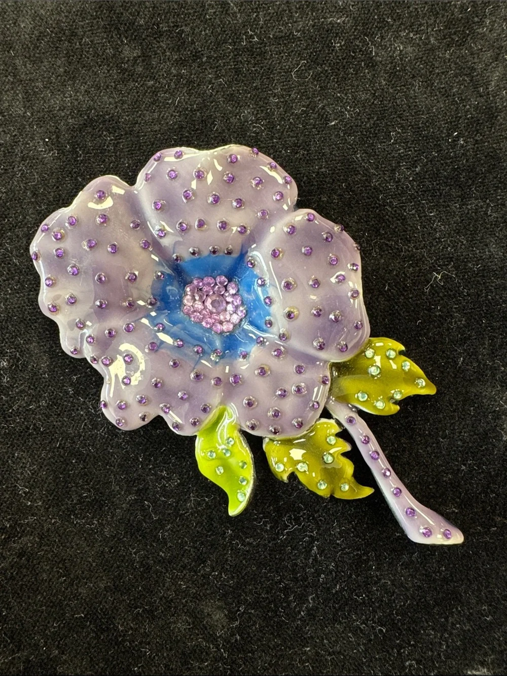 Vintage Purple and Green Flower Brooch